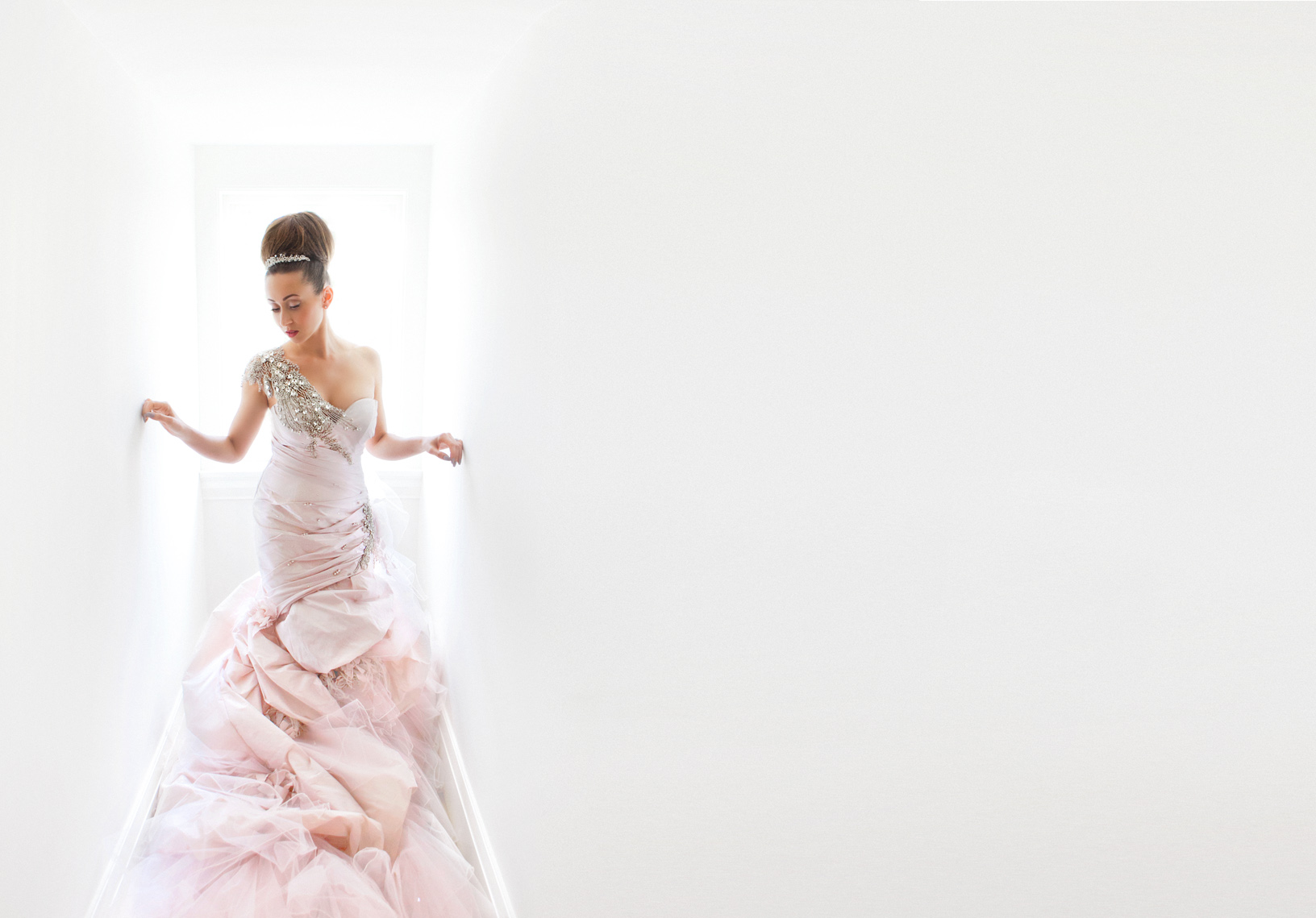 Bride in a blush gown