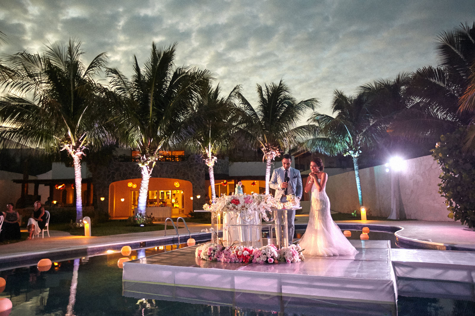 Evening reception beside the pool
