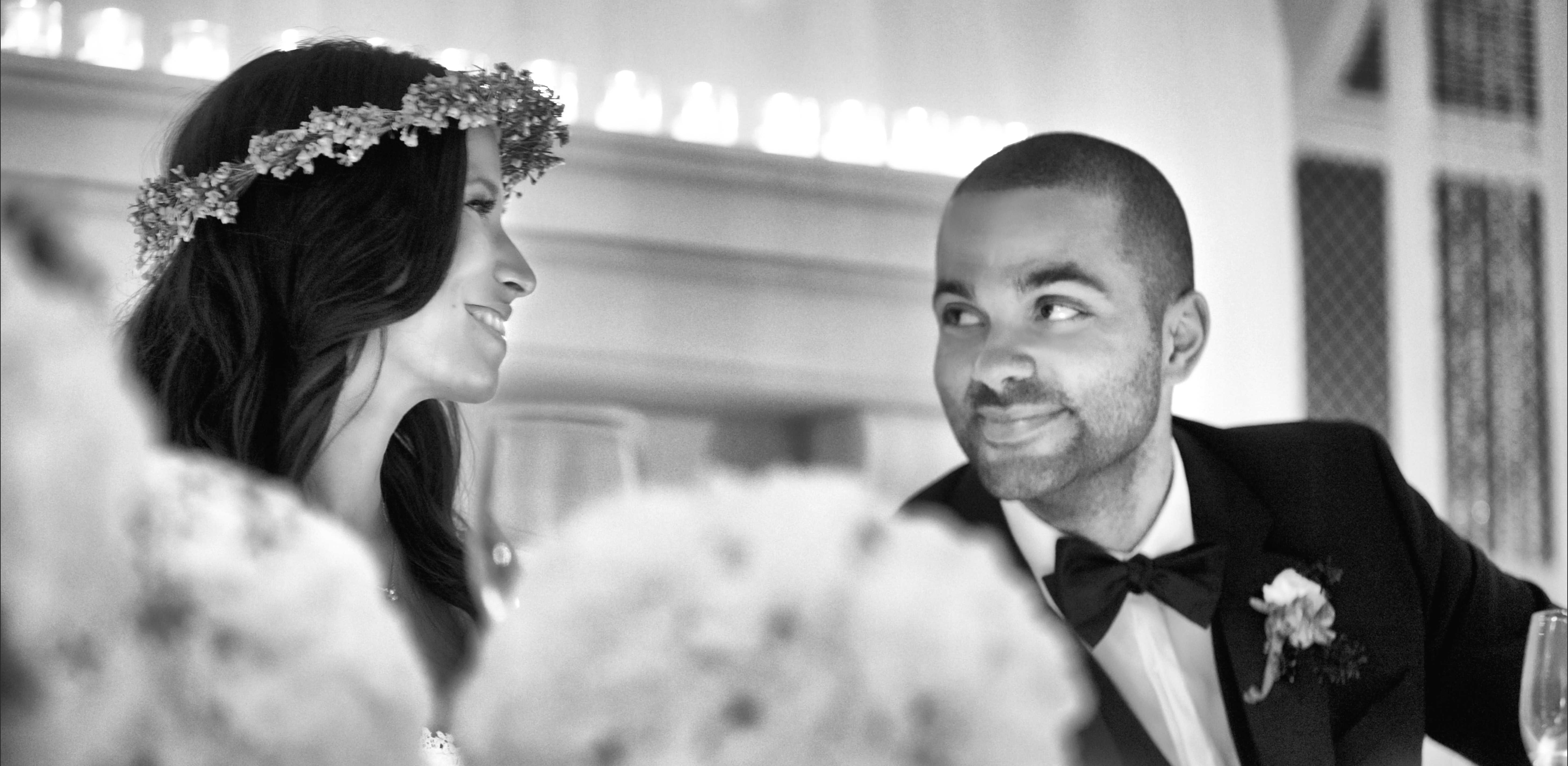 Couple at the reception table